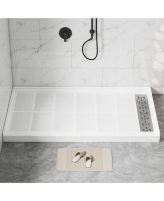 Anti-Slip Single Threshold Shower Base with Drain Assembly and Cover