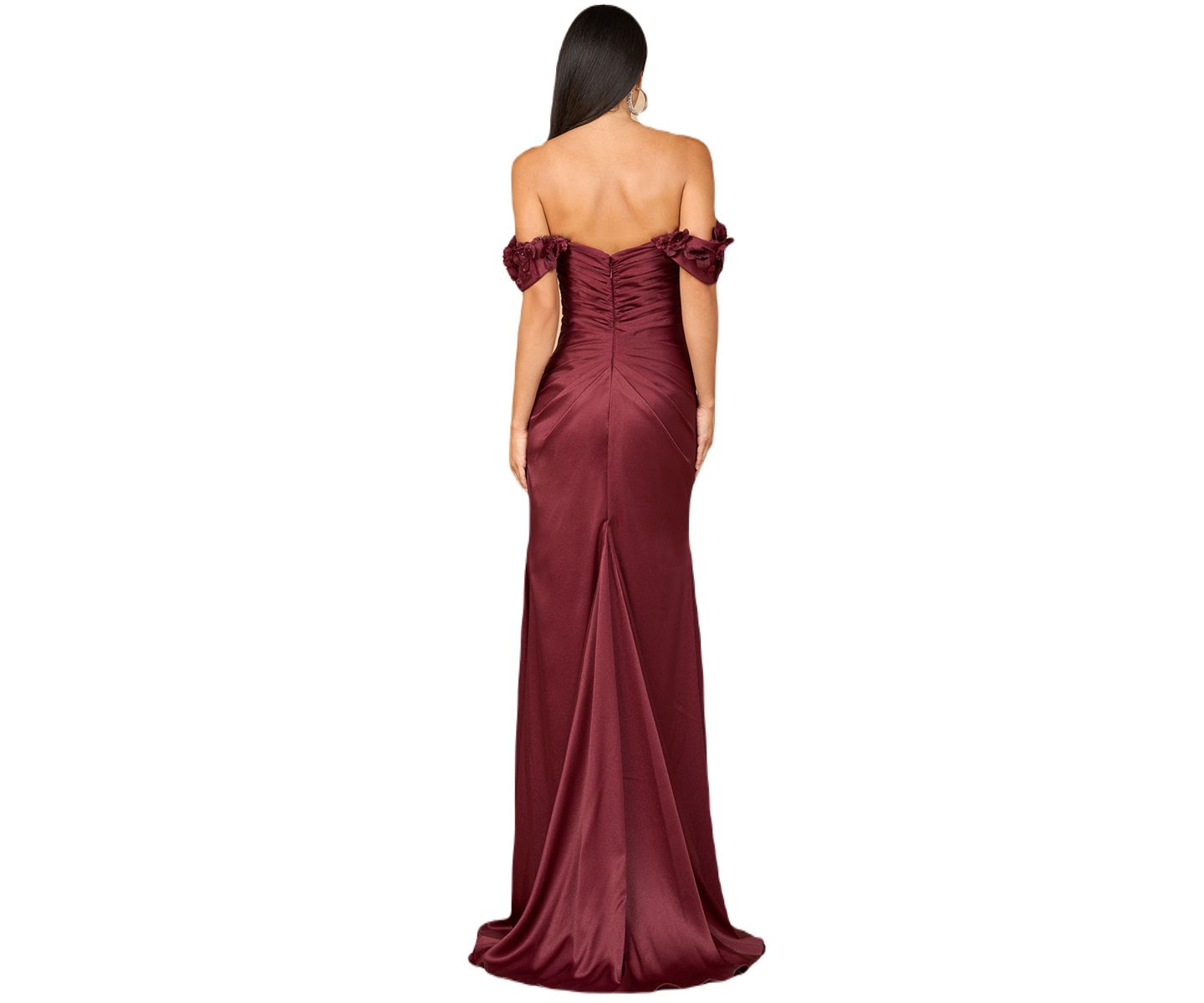 Женские платья Lara Off Shoulder Crepe Gown, цвет: Burgandy — фото 2