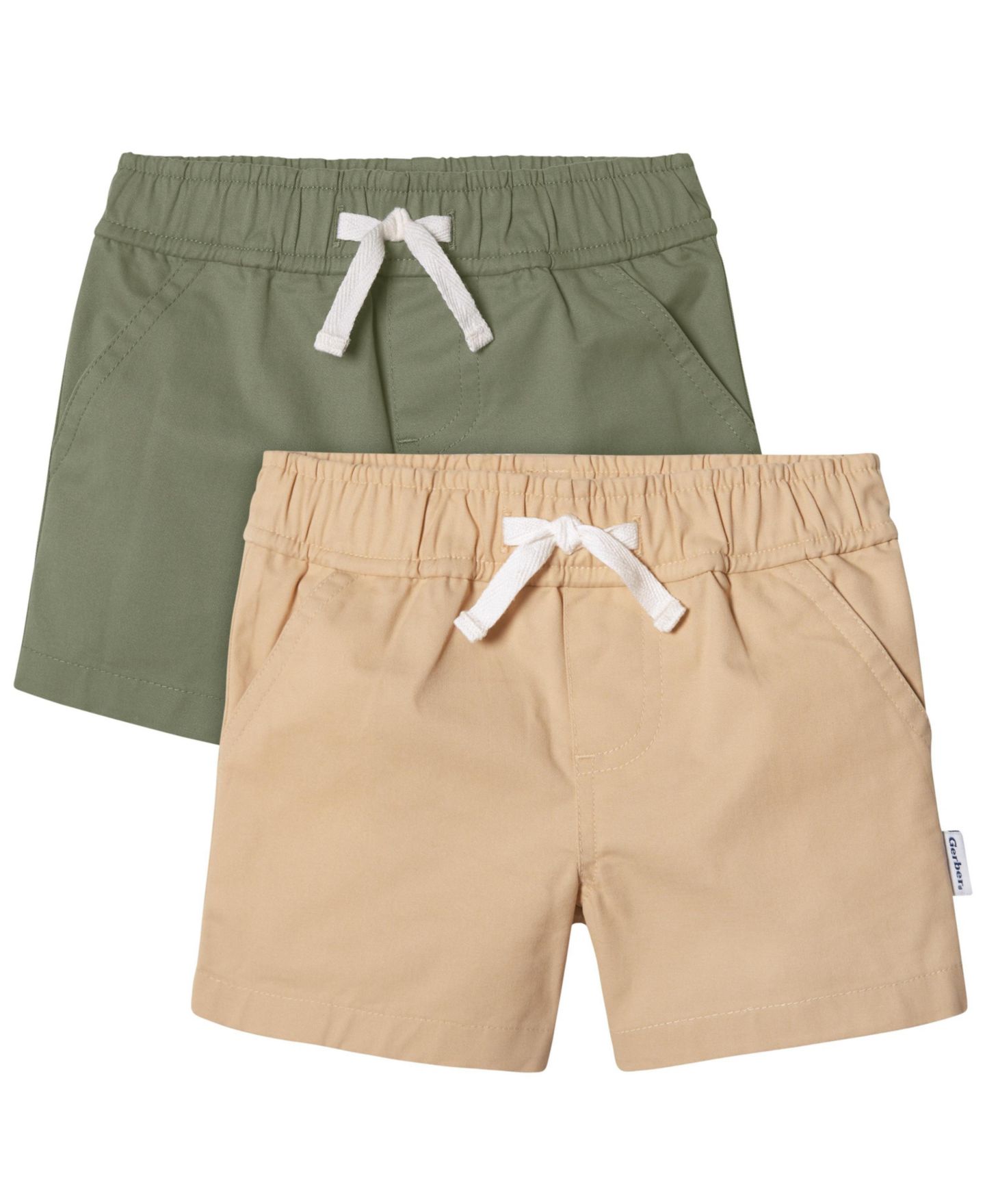Шорты Gerber 2-Pack Shorts для мальчиков-малышей, цвет: Тёмный хаки — фото 1
