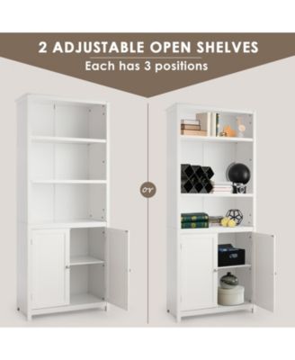 Bookcase Shelving Storage Wooden Cabinet Unit Standing Display Bookcase with Doors