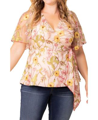 Plus Size Rosalie Embroidered Wrap Top