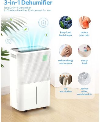 45-Pint Dehumidifier for Home, Bathroom & Bedroom, Auto Defrost, 4L Water Tank, 3-Color LED Light, Quiet Operation