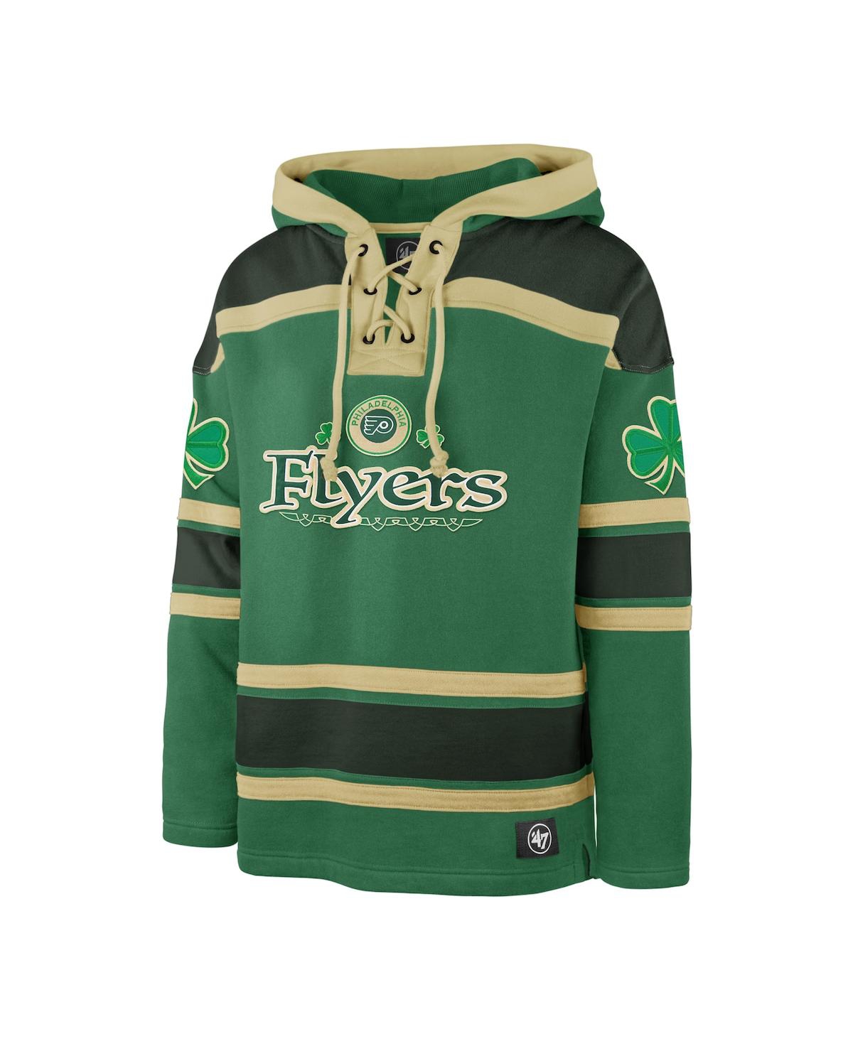 Shop 47 Brand Men's Kelly Green Philadelphia Flyers St. Patrick's Day Mclucky Superior Lacer Pullover Hoodie