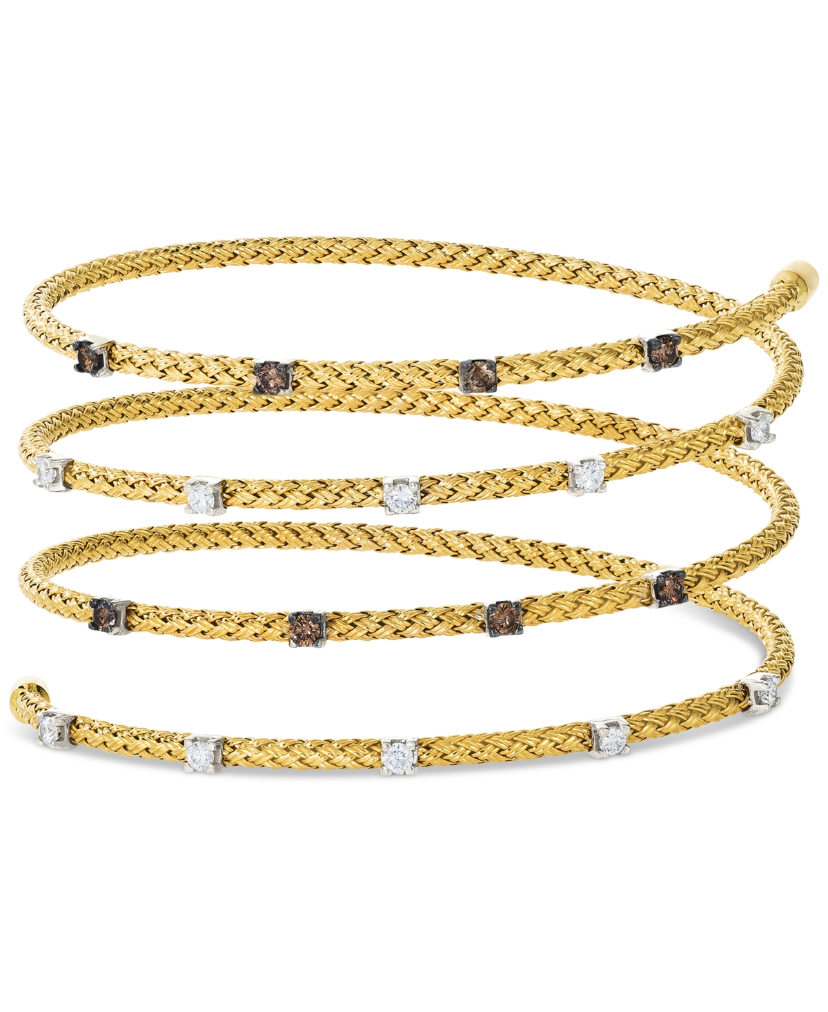 Chocolatier Chocolate Diamond & Vanilla Diamond Wrap Bracelet (3/4 ct. t.w.) in 14k Two-Tone Gold - Yellow / White Gold