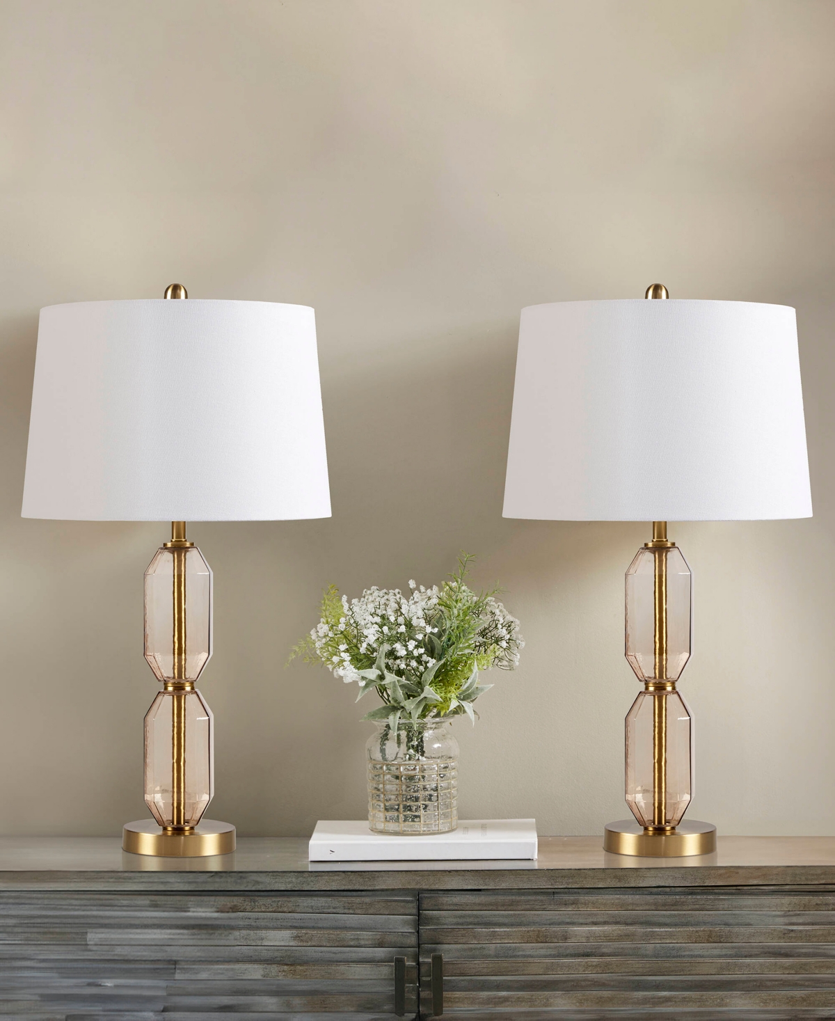 510 Design 26.5" Zirconia Faceted Glass Table Lamp In Neutral