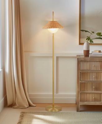 66" Laguna Rattan Weave Shade Iron Floor Lamp