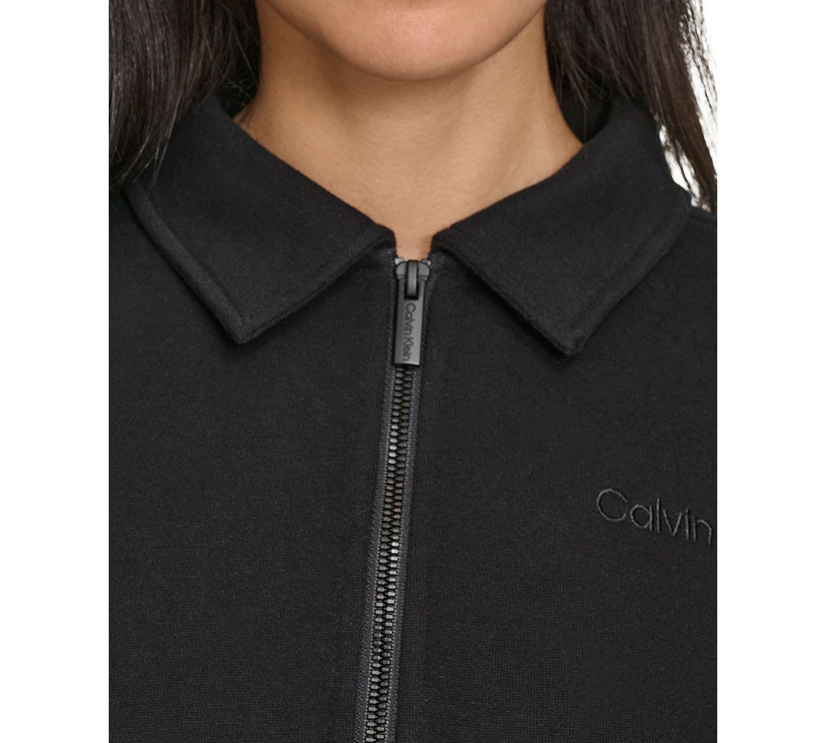 Calvin Klein Performance Women's Logo Half-zip Cozy Fleece Sweatshirt In Black