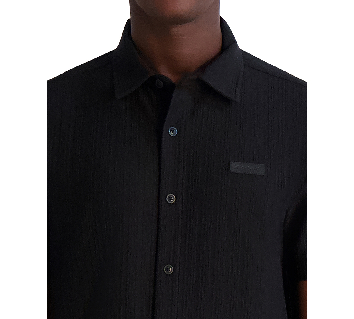 Karl Lagerfeld Men's Regular-fit Solid Textured Button-down Shirt In Black