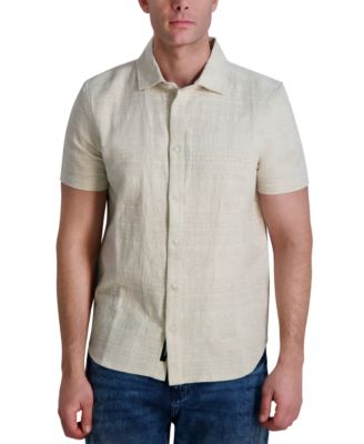KARL LAGERFELD PARIS - Men's Regular-Fit Textured Geometric Button-Down Shirt