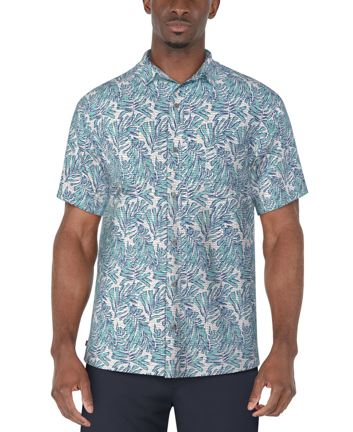 Мужская рубашка поло для гольфа Seersucker с принтом ладони и коротким рукавом