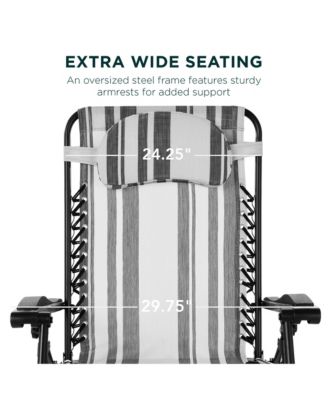 Oversized Zero Gravity Chair, Folding Outdoor Patio Recliner w/ Cup Holder