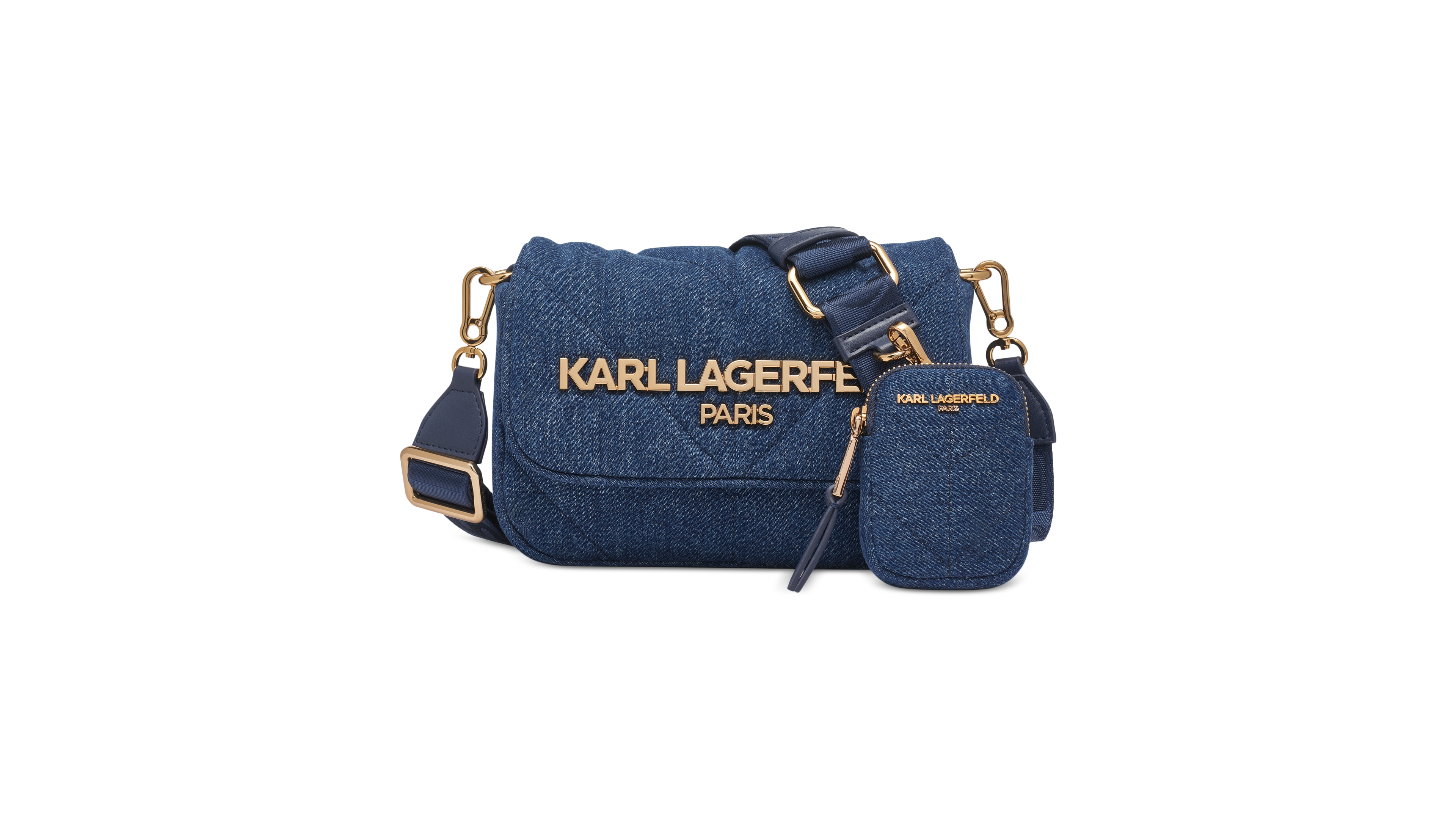 Karl Lagerfeld Paris Voyage Quilted Denim Crossbody Bag