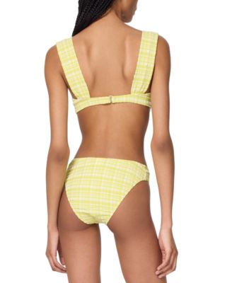 Kate Spade New York Womens Underwire Bikini Top Plaid High Cut Bottoms In Yellow