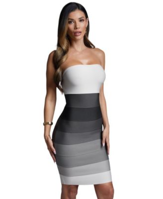Women's Strapless Colorblock Bandage Midi