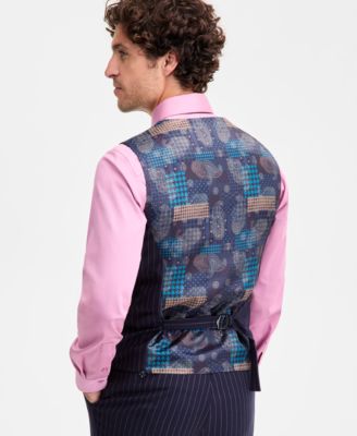 Men's Classic-Fit Pinstripe Double-Breasted Suit Separate Vest