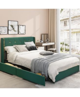 Full Size Upholstered Bed Frame with 4 Drawers-Full Size