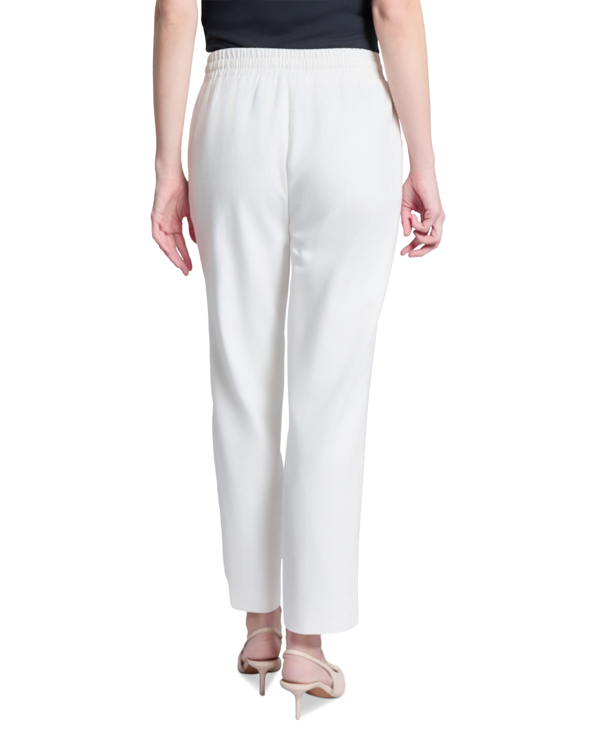 Jones New York Petite Linen-blend Pull-on Wide-leg Pants In Nyc White