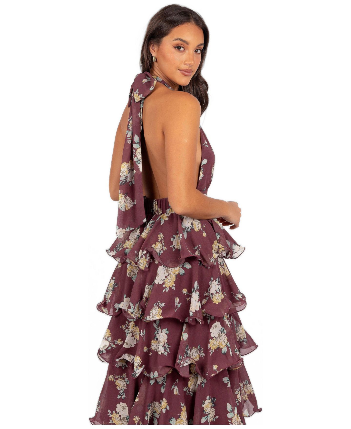 Женское платье Petal and Pup Kendall Maxi Halterneck, цвет: Тёмный винный — фото 2