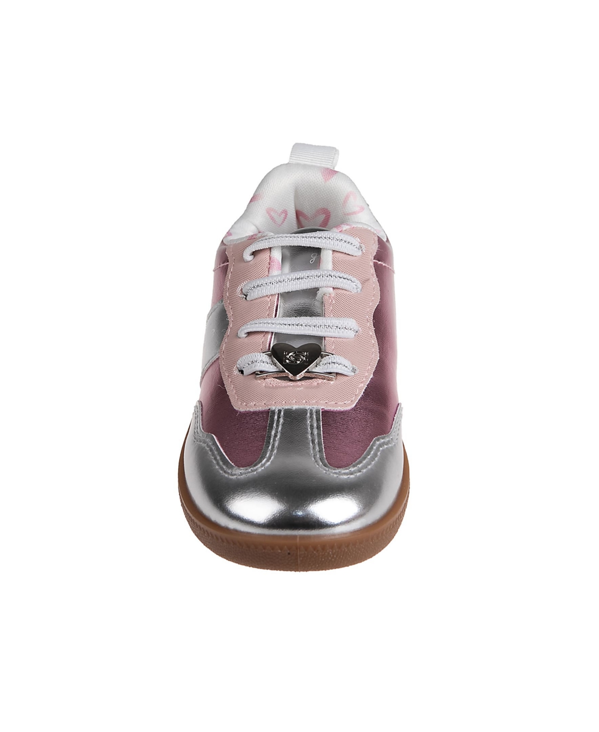 Bebe Toddler Girls Heart Lace Plate And Printed Lining Sneakers In Pink Multi