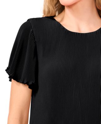 Women's Pleated Round-Neck Short-Sleeve Top