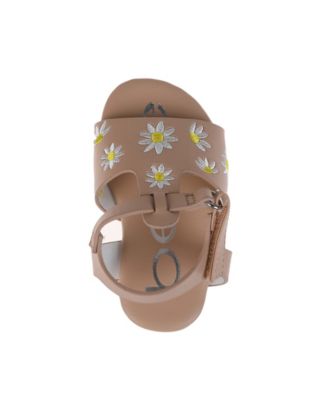 Toddler Girls Denim and Embroidered Flowers Sandals