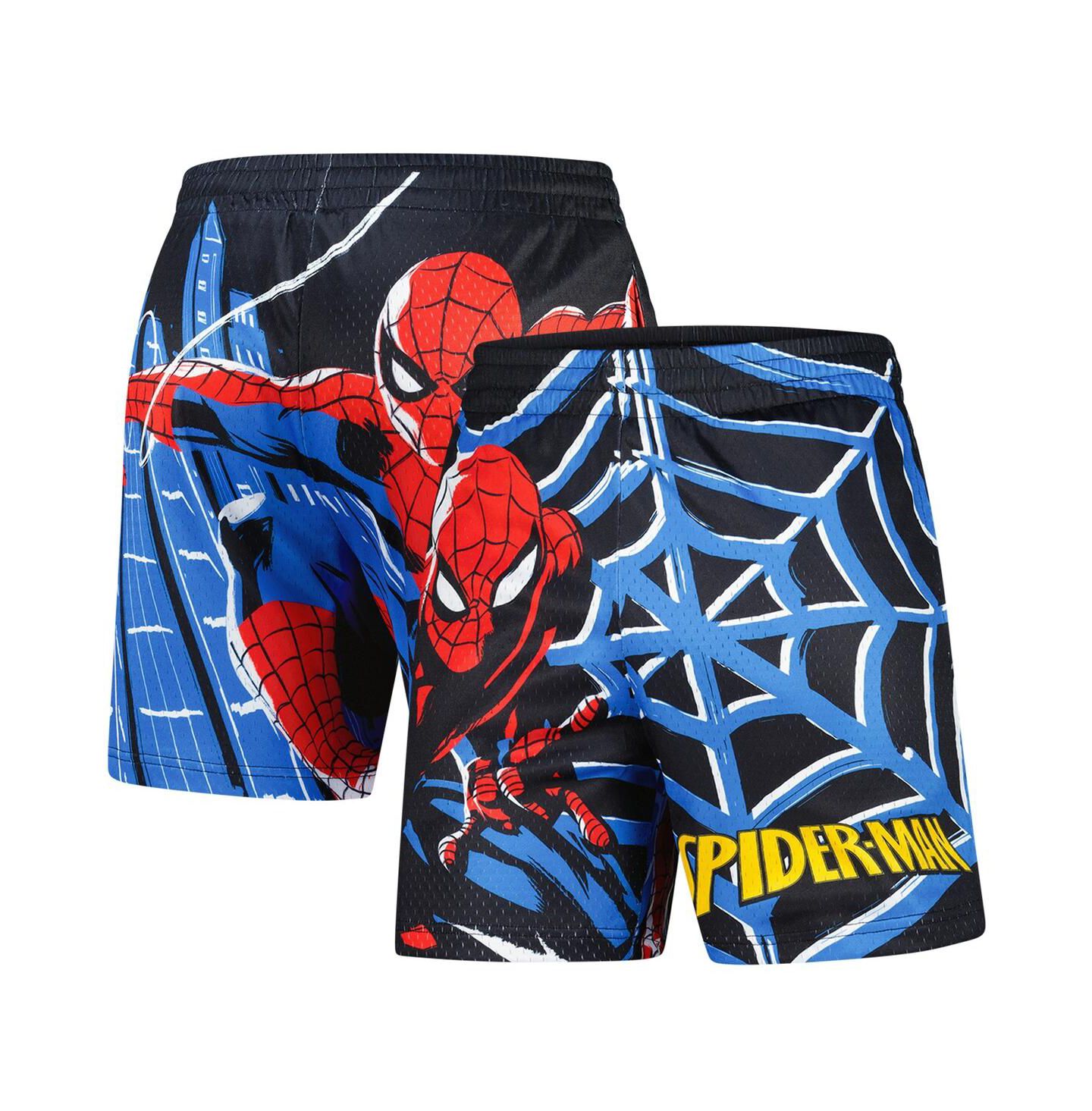 Мужские шорты Lids Black Spider-Man Big Print Mesh — фото 1