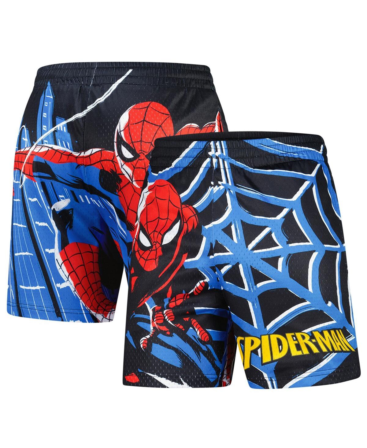 Men's Black Spider-Man Big Print Mesh Shorts - Black