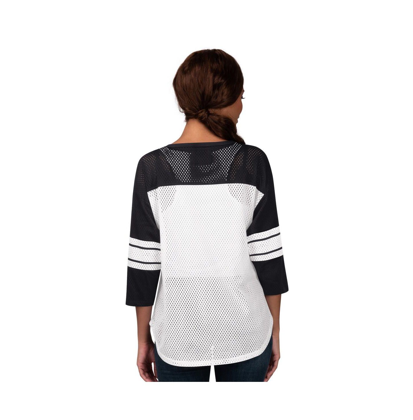 Женская футболка G-III 4Her by Carl Banks Black Detroit Lions First Team 3/4-Sleeve Mesh — фото 2