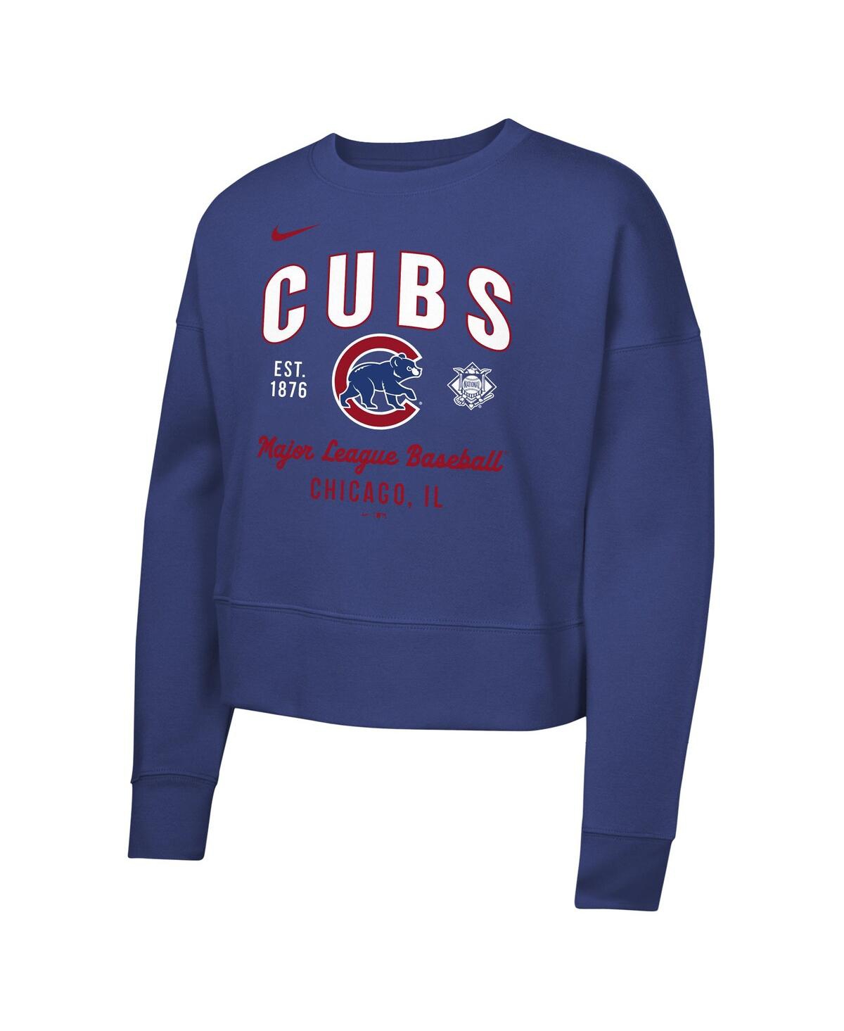 Nike Big Girls Royal Chicago Cubs Fleece Sweatshirt In Royal