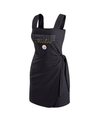 Women's Black Pittsburgh Steelers Wrap Dress