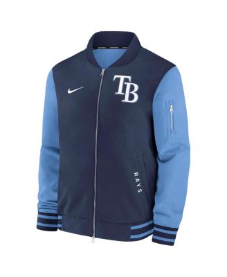 Men's Navy/Light Blue Tampa Bay Rays Authentic Collection Dugout Full-Zip Bomber Jacket
