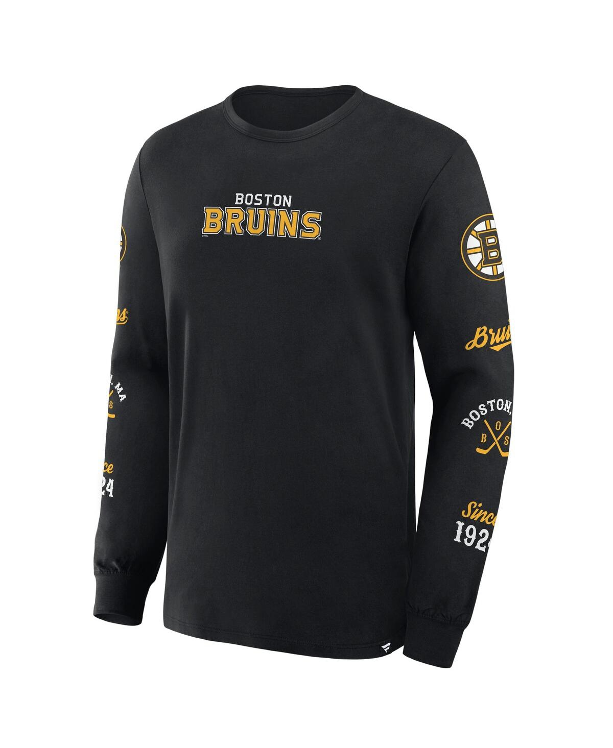 Fanatics Men's Black Boston Bruins Boxed In Legacy Long Sleeve T-shirt In Black