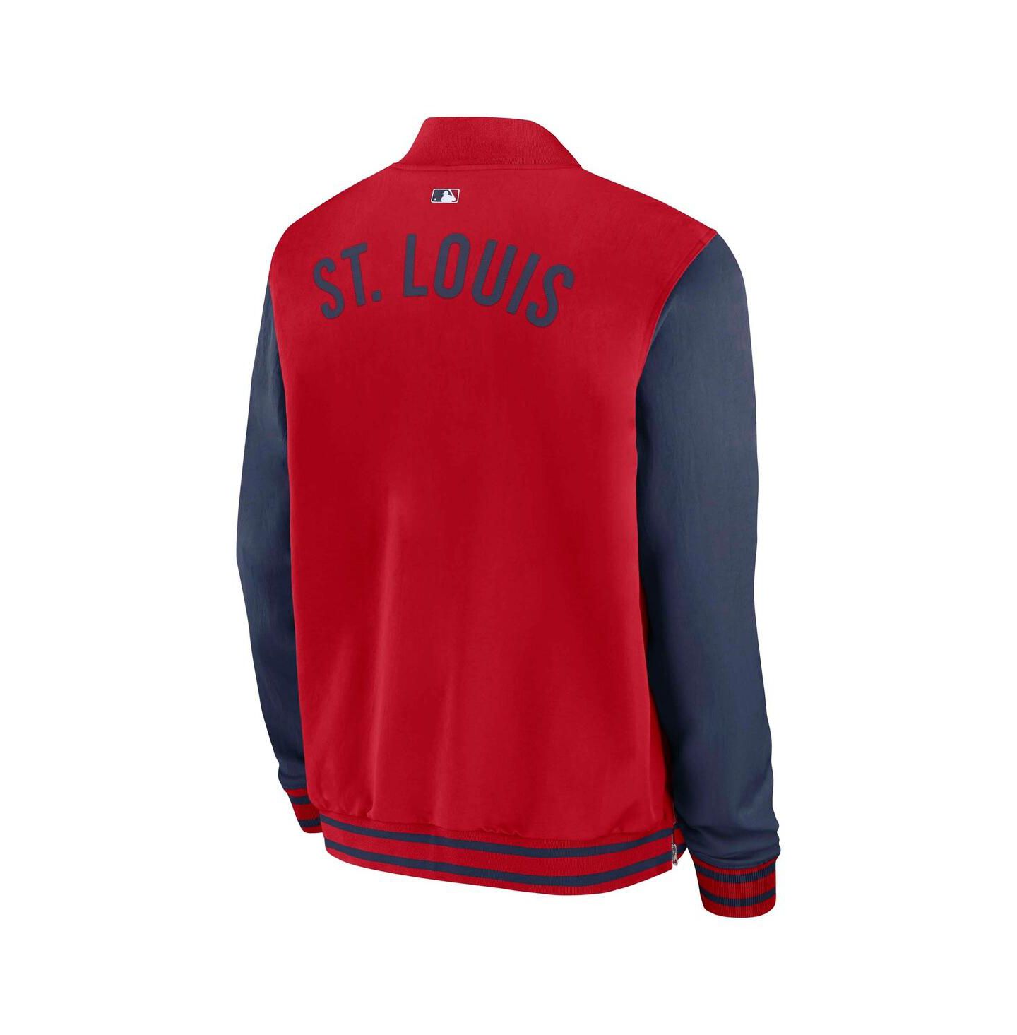 Мужская куртка Nike Red/Navy St. Louis Cardinals Authentic Collection Dugout Full-Zip Bomber — фото 2
