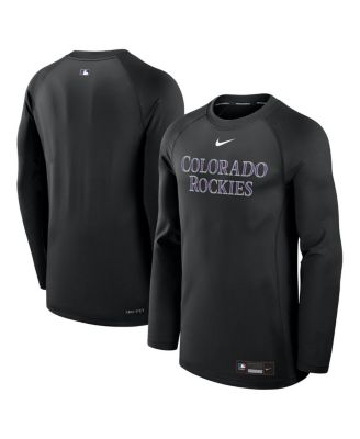 Men's Black Colorado Rockies Authentic Collection Game Time Raglan Performance Long Sleeve T-Shirt
