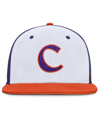 Men's White/Purple Clemson Tigers On-Field Dugout True Performance Fitted Hat