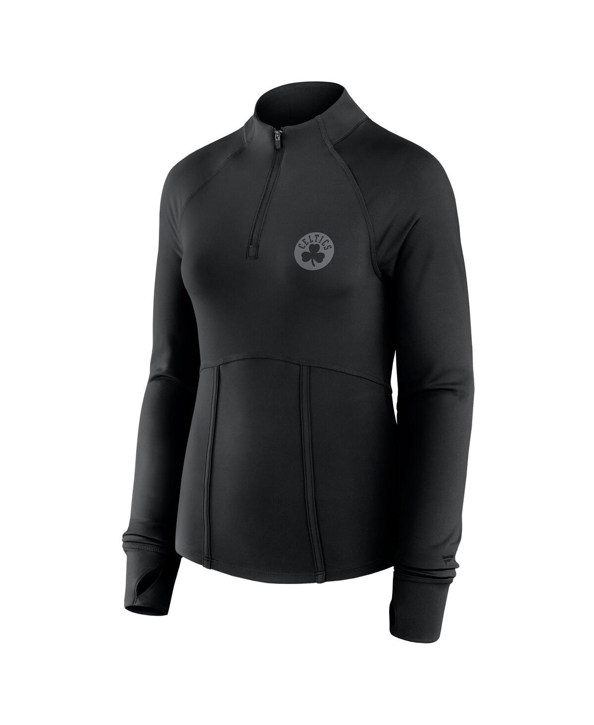 Fanatics Women's Black Boston Celtics Elements Match Raglan Quarter-zip Top In Black