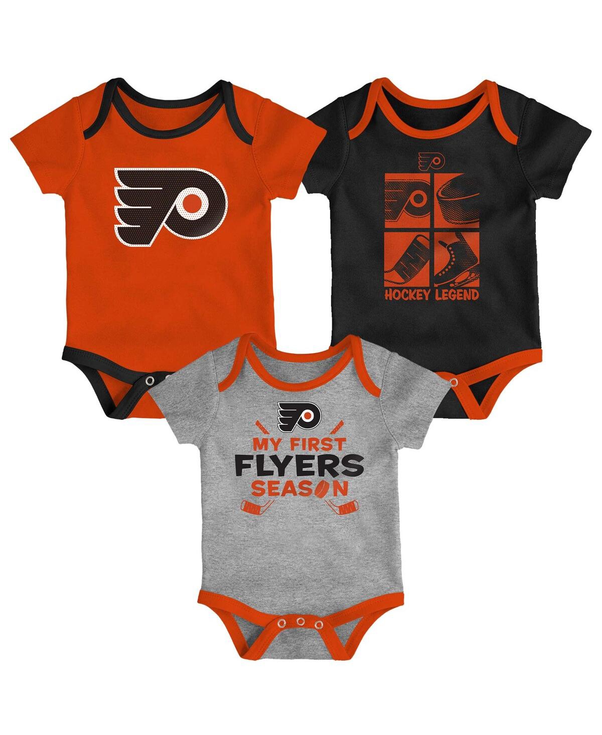 Outerstuff Kids' Baby Boys And Girls 3-piece Philadelphia Flyers Legend Bodysuit Set