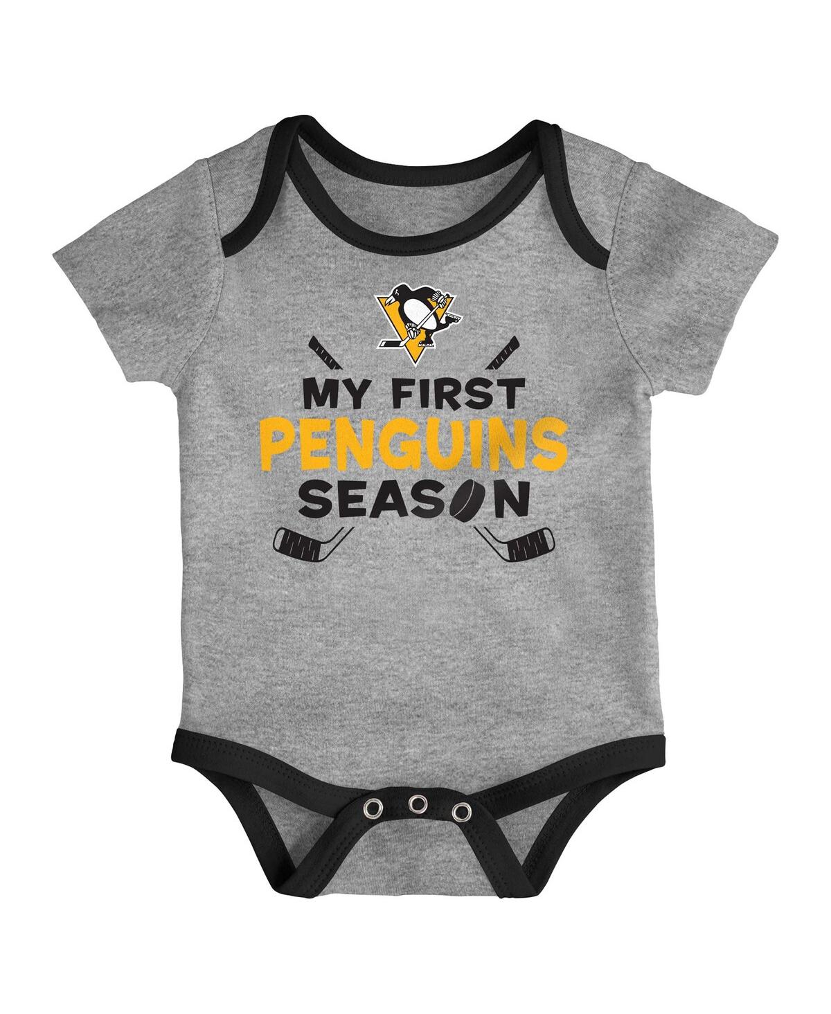 Outerstuff Baby Boys And Girls 3-piece Pittsburgh Penguins Legend Bodysuit Set