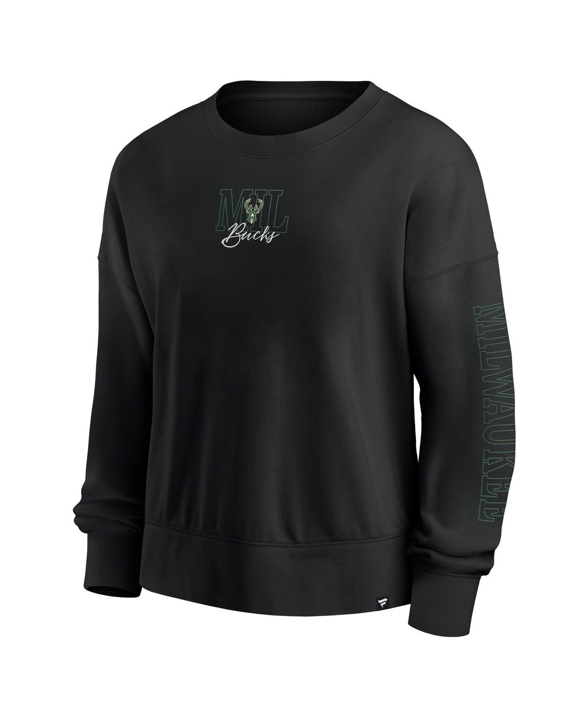 Fanatics Black Milwaukee Bucks Oversized Game Day Pullover Sweatshirt In Black