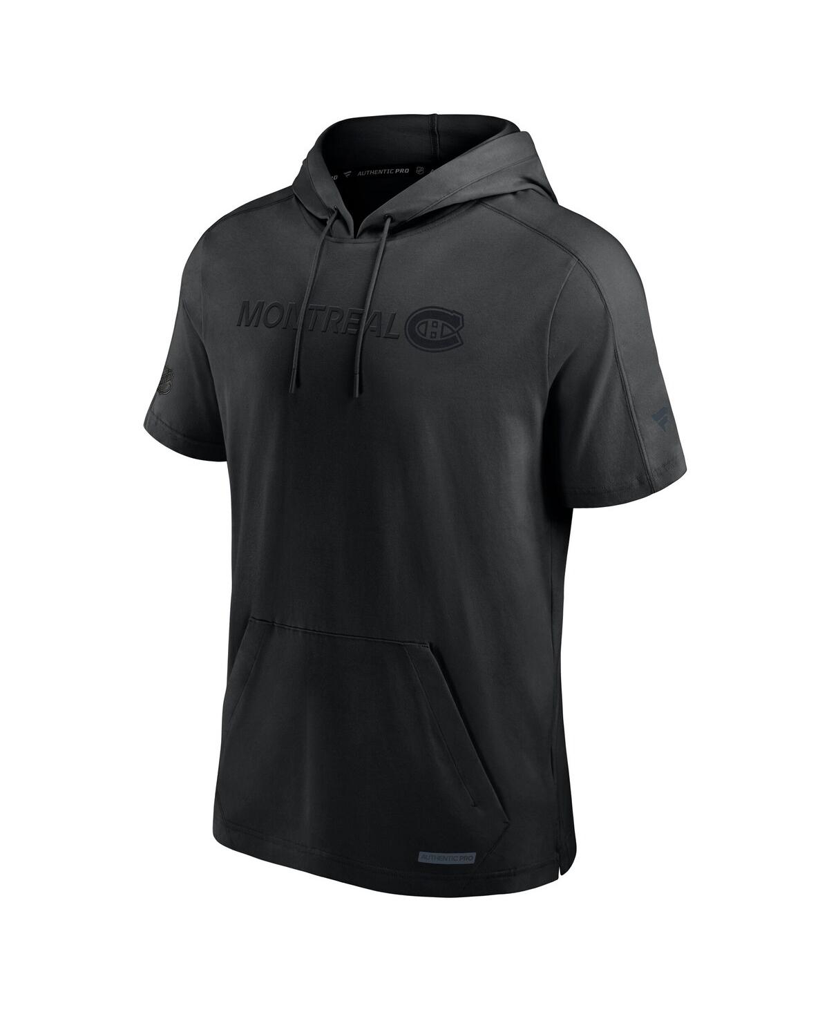 Fanatics Men's Black Montreal Canadiens Authentic Pro Road Performance Short Sleeve Pullover Hoodie In Black