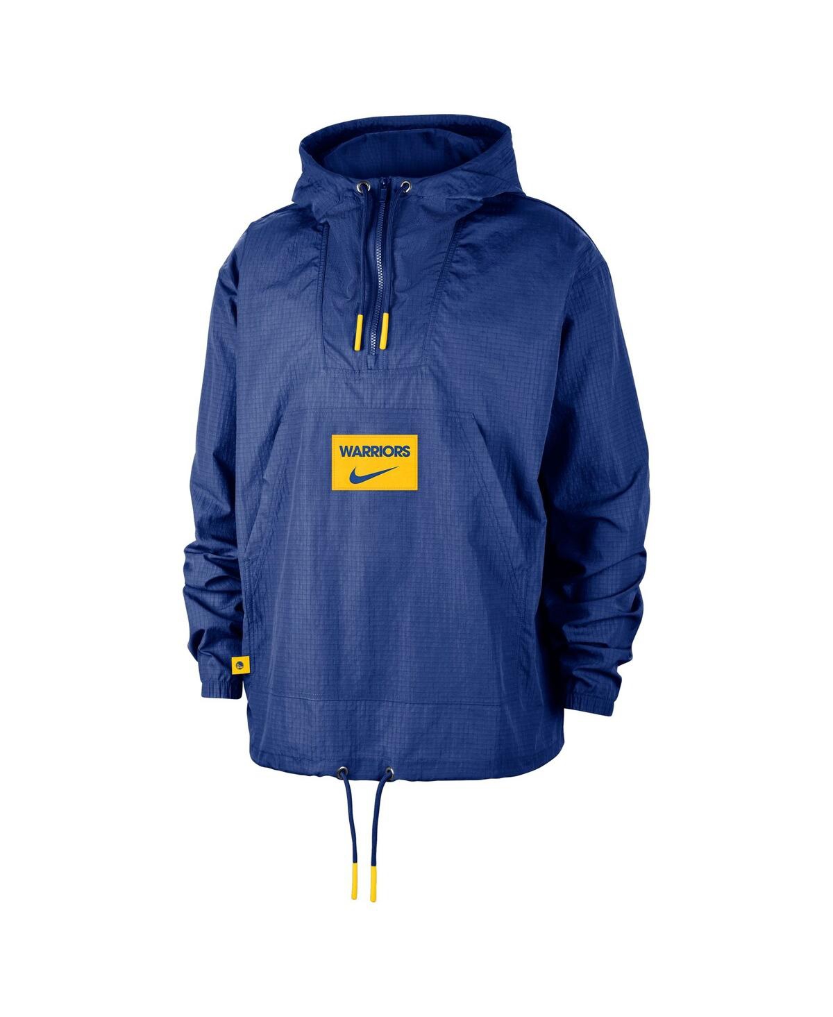 Nike Men's Royal Golden State Warriors Courtside Premium Club Anorak Quarter-zip Pullover Hoodie In Royal
