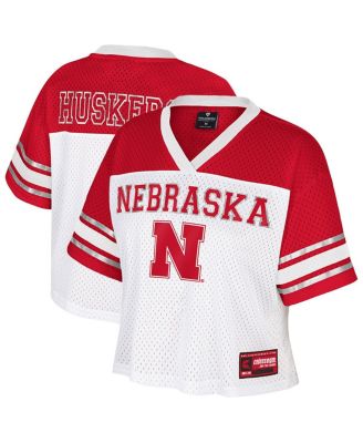 Colosseum - Women's White Nebraska Huskers Treasure Cropped Football Jersey