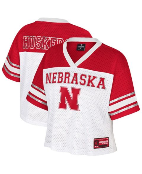 Женский топ Colosseum White Nebraska Huskers Treasure Cropped Football Jersey