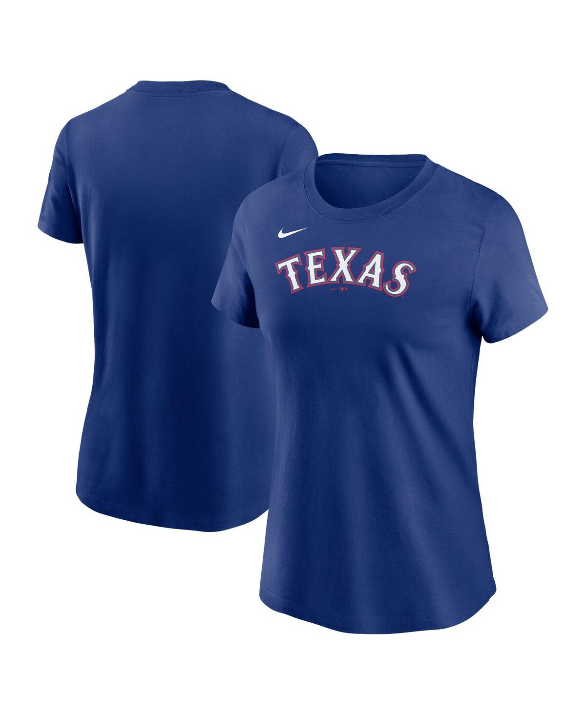 Nike Women's Royal Texas Rangers Wordmark T-shirt In Royal