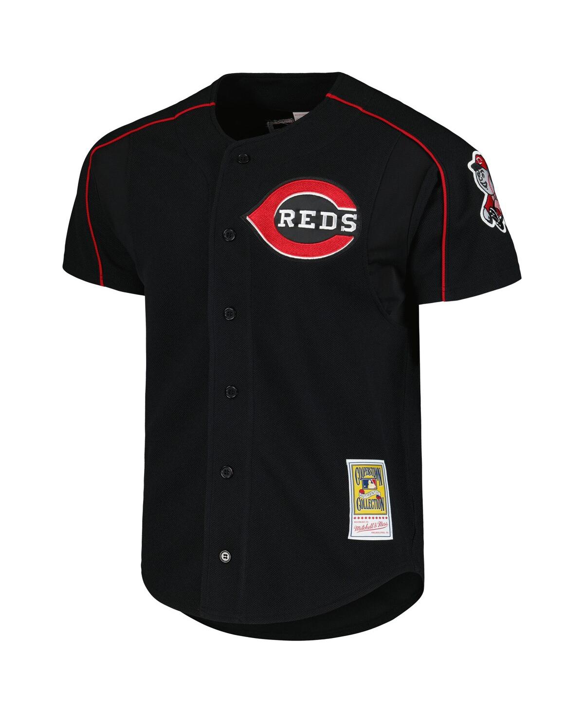 Mitchell Ness Men's Ken Griffey Jr. Black Cincinnati Reds Cooperstown Collection Authentic Mesh Batting Practice Jersey