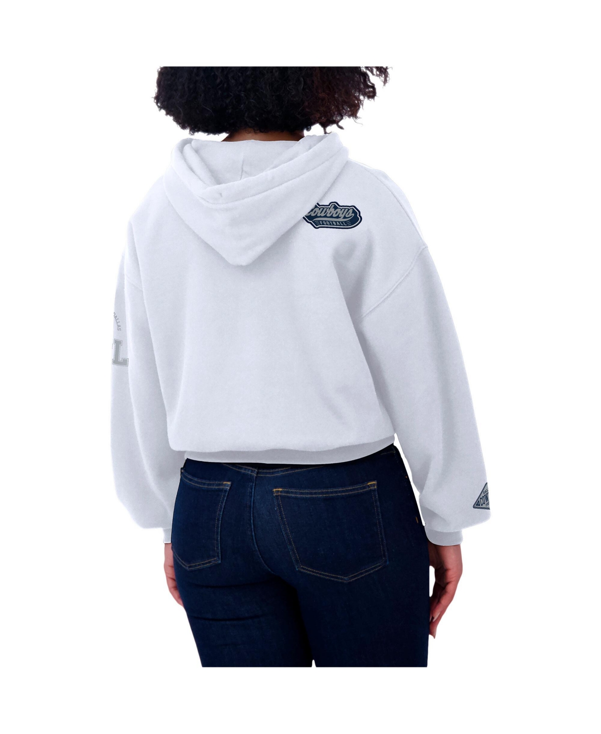 Wear By Erin Andrews Women's White Dallas Cowboys Plus Size Patch Quarter-zip Hoodie In White
