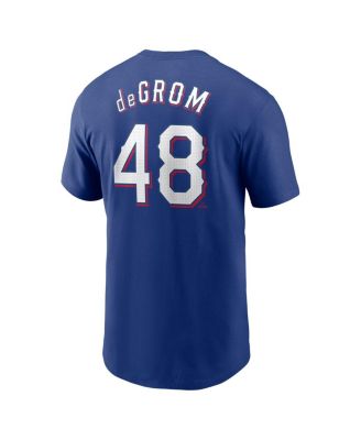 Men's Jacob deGrom Royal Texas Rangers Fuse Name Number T-Shirt