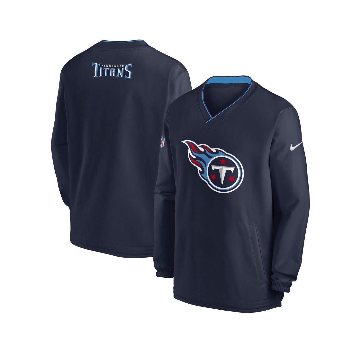 Men's Navy Tennessee Titans 2023/24 Sideline Repel V-neck Long Sleeve Pullover Windshirt