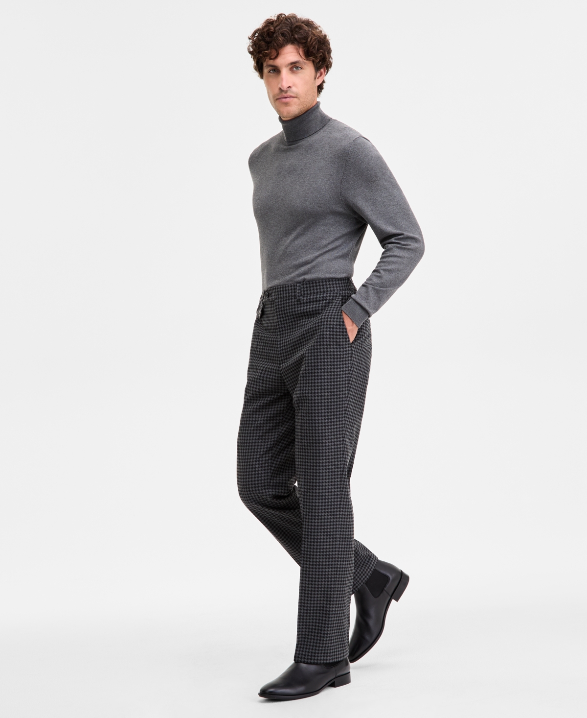 Tayion Collection Men's Classic-Fit Houndstooth Suit Separate Pants