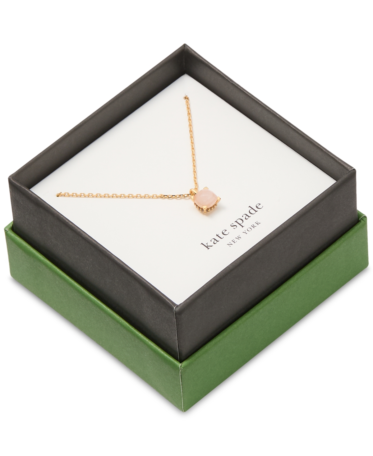 Shop Kate Spade Gold-tone Cubic Zirconia Pendant Necklace, 16" + 3" Extender In Dusty Pink